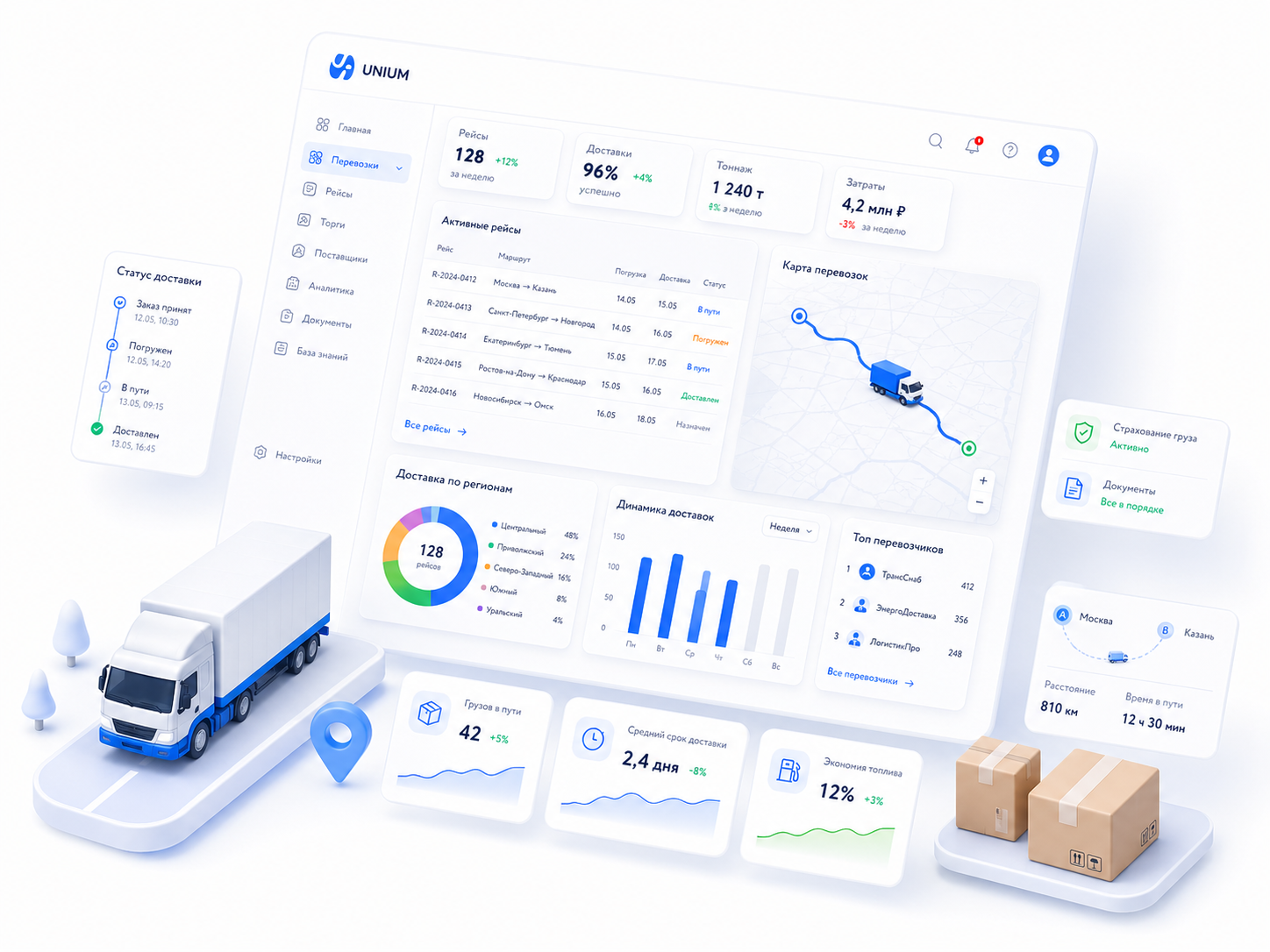 Интерфейс модуля Перевозки